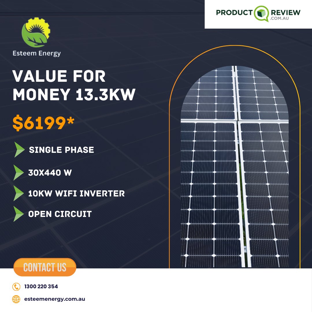 Want to know the pricing of installing 13.3  kw solar system at the property?

You can call Esteem Energy now and get a free quotation!

esteemenergy.com.au/13-3-kw-solar-…

#EsteemEnergy #Australia #SolarBenefits #solarpanelsystems #solarinstallations #solarcompany #solarsystems