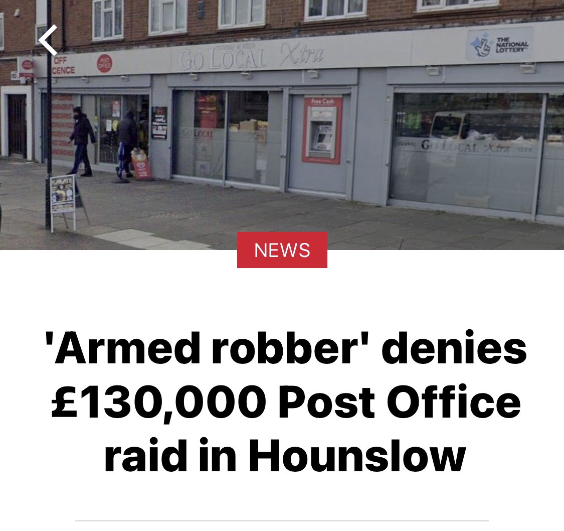 INDIAN MAN TO GO ON TRIAL OVER £130,000 HOUNSLOW RAID

Rajvinder Kahlon, 41, is accused of robbing Sunaver and Ramandeep Dhillon at the Post Office branch on Brabazon Road, Hounslow on April 1.

He entered not guilty pleas to two counts of robbery and also denied an allegation of