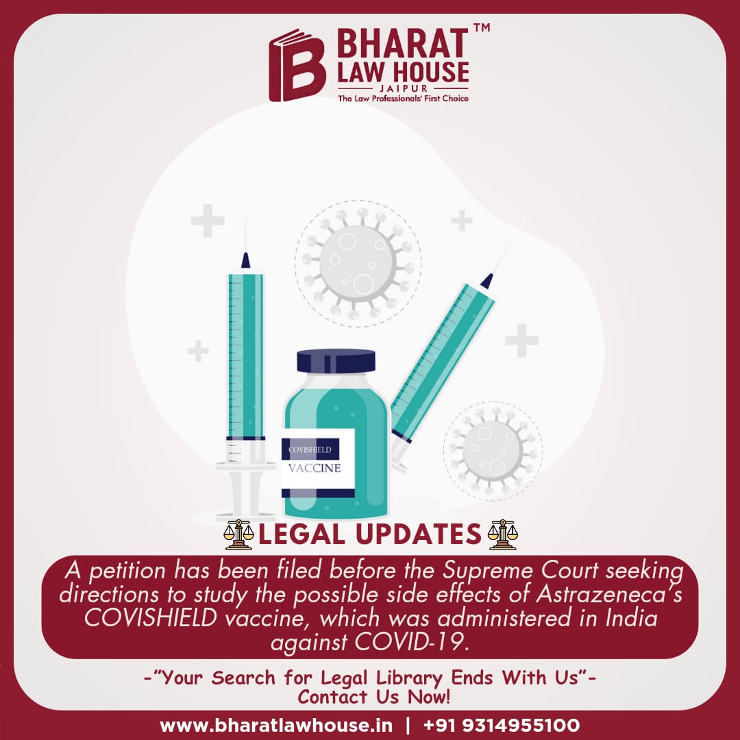 Stay informed! The Supreme Court receives a petition to investigate potential side effects of COVISHIELD vaccine. Stay tuned for updates. 

#supremecourt #covishield #vaccine #India #healthcare #legalupdate #petition #sideeffects #stayinformed #bharatlawhouse