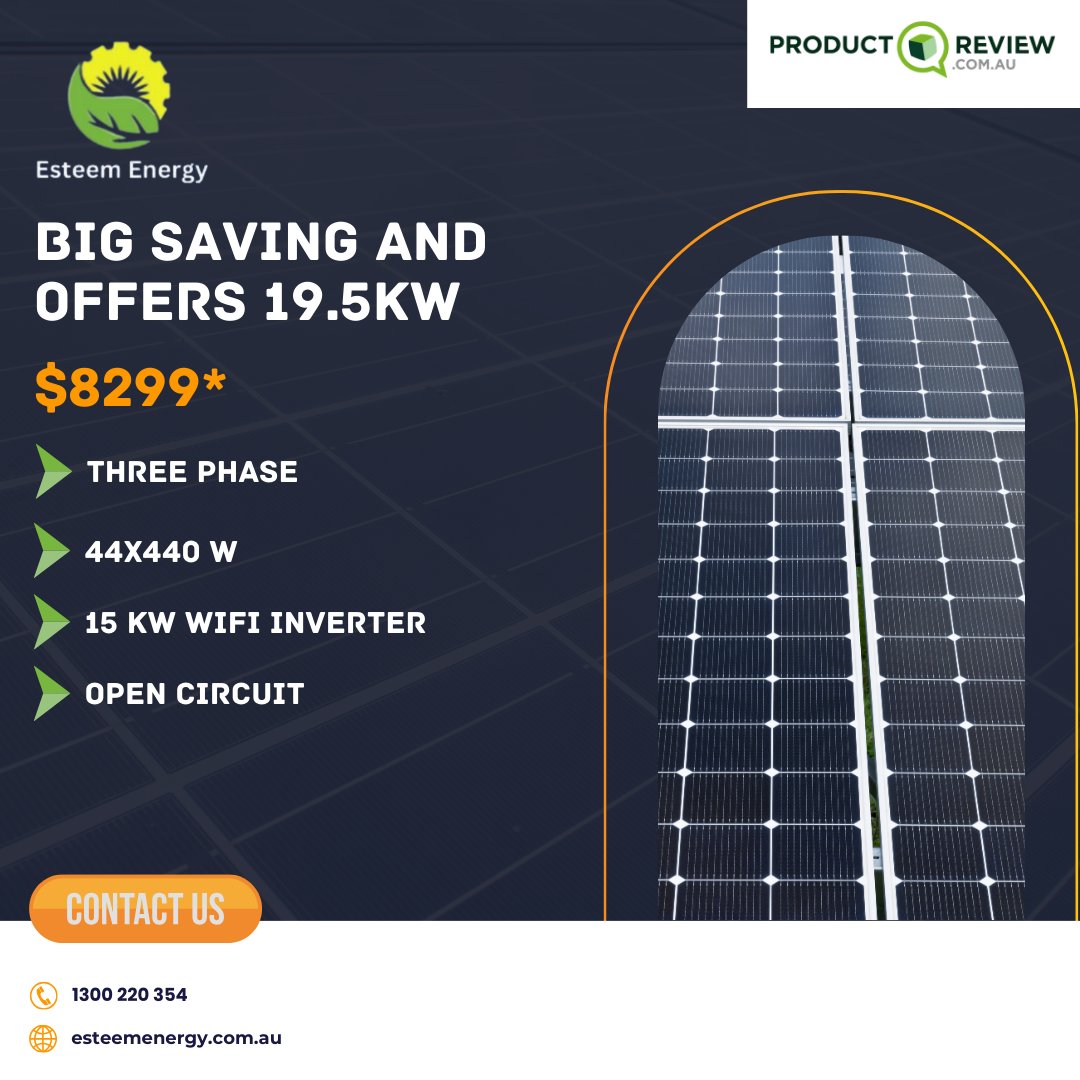 Want to know the pricing of installing 19.5 kw solar system at the property?

You can call Esteem Energy now and get a free quotation!

esteemenergy.com.au/19-5-kw-solar-…

#EsteemEnergy #Australia #SolarBenefits #solarpanelsystems #solarinstallations #solarcompany #solarsystems