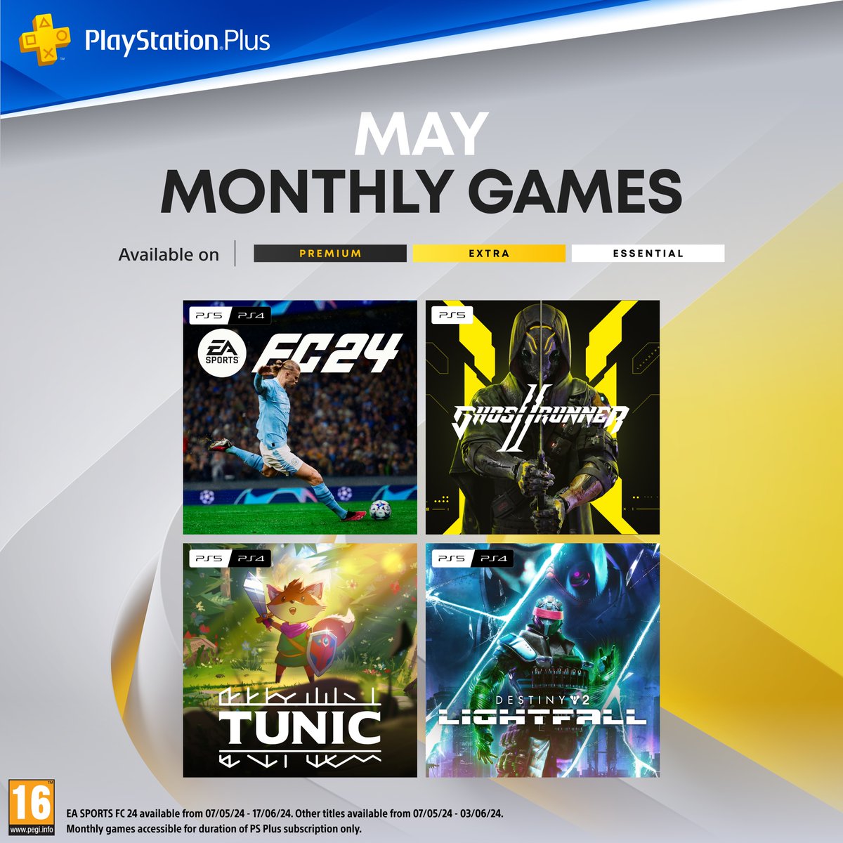 Hit the back of the net in EA Sports FC 24, leading May's PlayStation Plus Monthly Games lineup ⚽

Your new games arrive today: play.st/44vNi1L