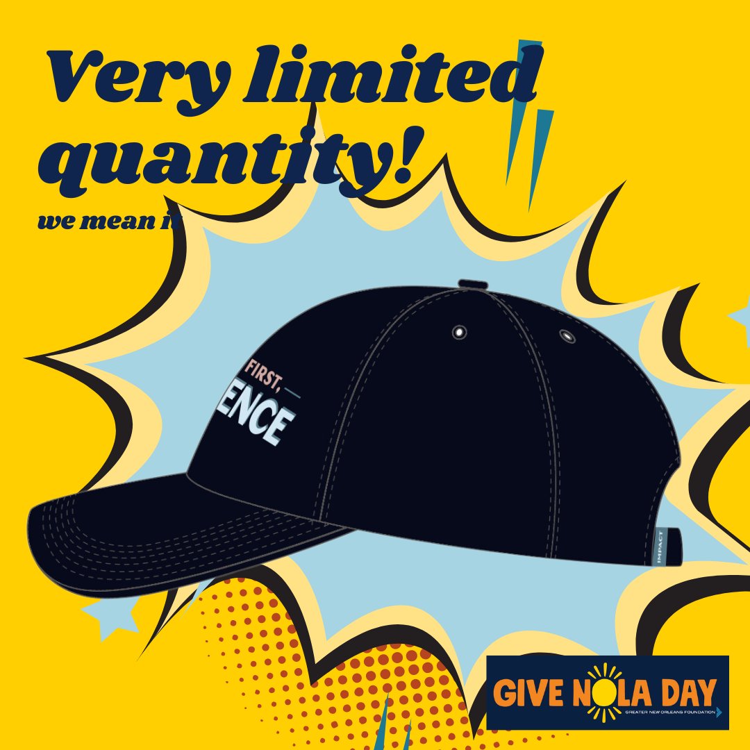 Today is #GiveNOLADay! Small type here: Pictured hat is a mockup, colors may vary a bit. They are EMBROIDERED, so you know that's stylish. Delivered by the end of June-ish or as soon as we get the sled dogs trained.' givenola.org/TheWaterInstit… @GNOFoundation