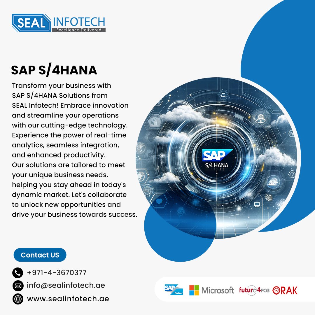 Embark on a transformative journey with SAP S/4HANA Solutions from SEAL Infotech!  Our cutting-edge technology is designed to revolutionize your business operations, offering unparalleled efficiency, agility, and innovation.

#sap #s4hana #digitaltransformation #innovation
