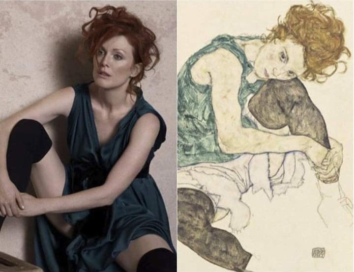 Julianne Moore by Peter Lindbergh for Harper’s Bazaar, 2008
'Seated Woman With Bent Knee' by Egon Schiele, 1917
