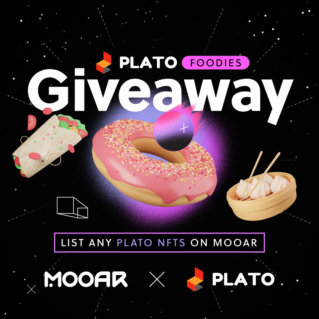 🙀 Plato Foodies NFT Giveaway! List any @Plato2Earn NFT on #MOOAR & join our @FSLQuests event on #Galxe to stand a chance to win a Plato Foodies NFT! 🍽️ It’s easy to enter: 1️⃣ Follow @mooarofficial & @Plato2Earn 2️⃣ 🩷 & 🔁 3️⃣ List any Plato NFTs on MOOAR & complete the…