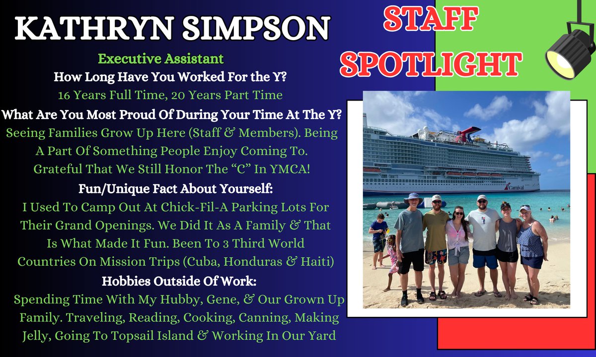 STAFF SPOTLIGHT Kathryn Simpson Executive Assistant #raymca #strongertogether #forabetterus #discoveryourY #findyourY #domorein2024