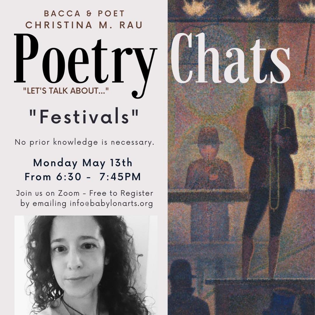 Email Info@babylonarts.org to join us Monday online for a chat about poetry. #poetrycommunity #writingcommunity @babylonarts