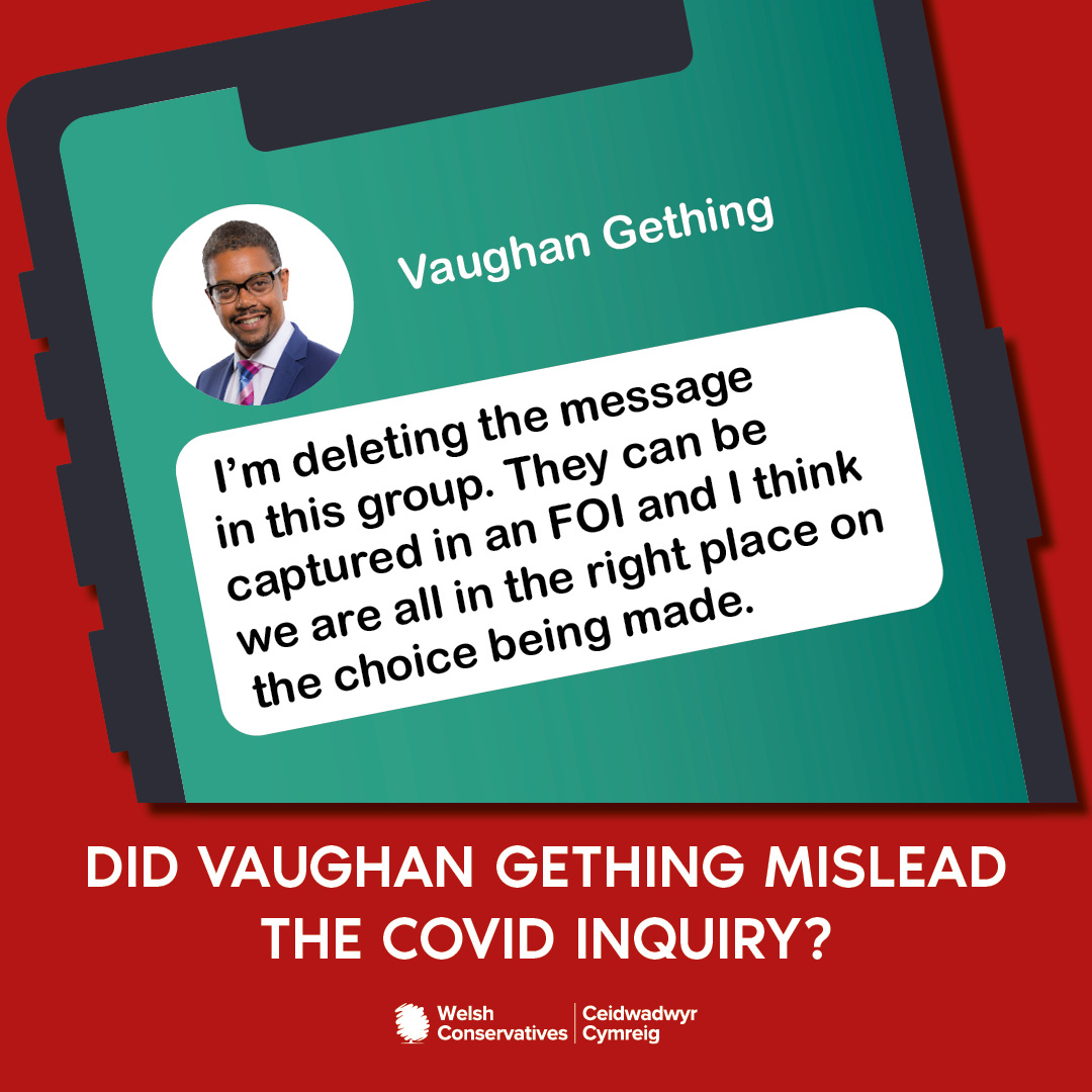 Vaughan Gething claimed that a 'security rebuild' of his phone was why his messages were lost... 📲 Reports today indicate that he deliberately deleted messages during the Covid pandemic, he clearly knew what he was doing...😬 Has the FM misled the UK Covid Inquiry?🤔