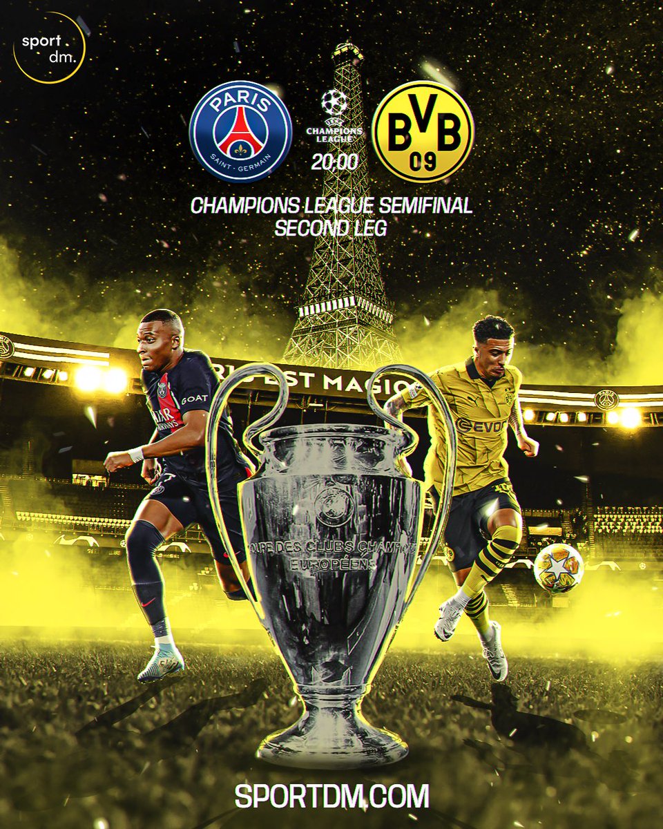 The Champions League returns tonight! 🔥🔥🔥 Can PSG claw their way back against Dortmund at home and keep their treble dreams alive? 🤔 #SportDm #UCL #PSGBVB