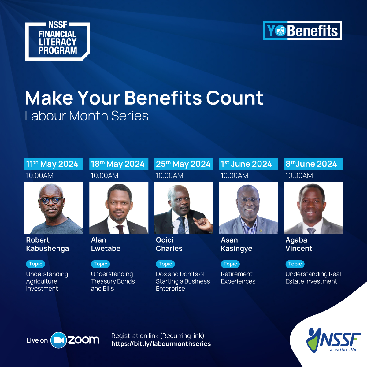 As we celebrate labour month, we bring you a series of talks from seasoned professionals in various fields to share insights and tips on the right formula to living a comfortable retirement life. Register here: bit.ly/labourmonthser… and join us for the next 5 Saturdays at 10:00…