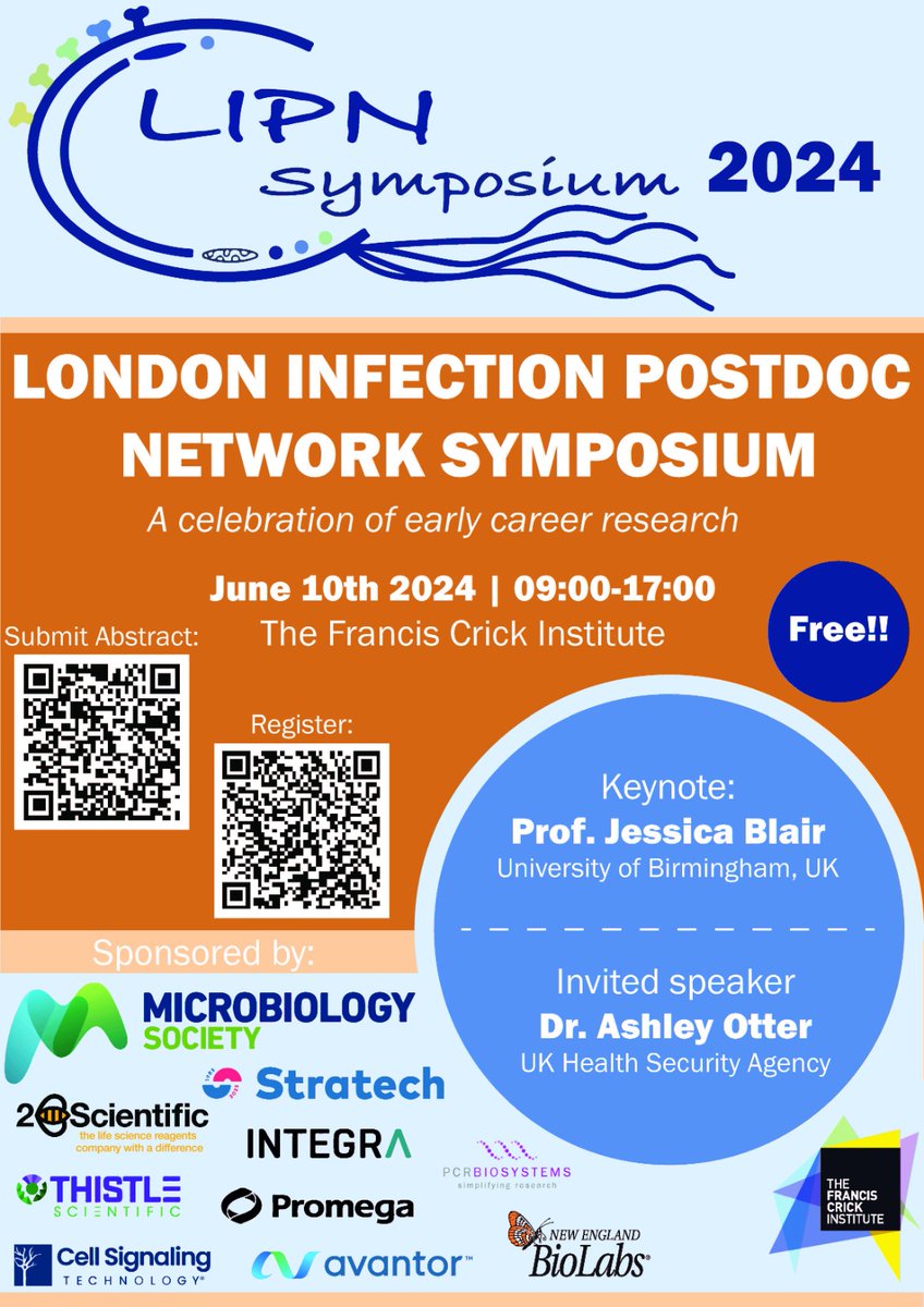 Quick reminder #InfectionECRs: We've EXTENDED the abstract deadline to THIS FRIDAY 10th MAY! Don't miss out! Submit your abstract to present your amazing science at the #LIPNsymposium 10th June 24 @TheCrick ! shorturl.at/pvDG4