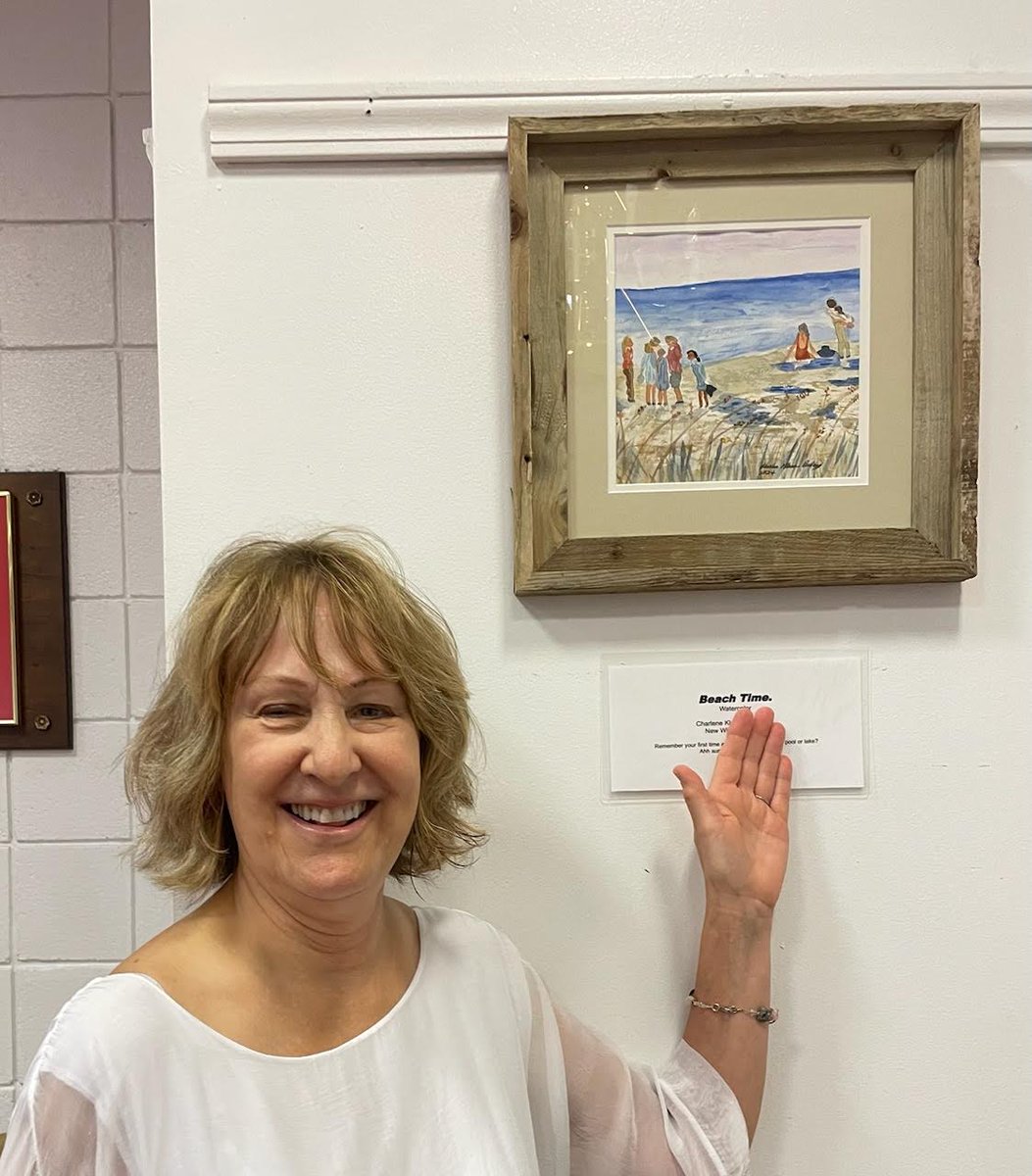 Yesterday 12 regional watercolor artists gathered to celebrate their Words + Images = JOY! exhibit at the New Castle Public Library.  Their artwork was donated to the library to inspire children and teens as readers.