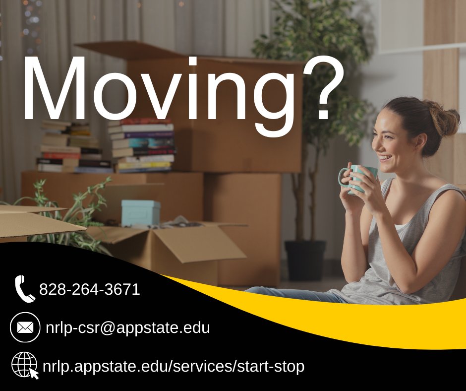 This #TipTuesday, we're talking moving!

Are you subletting this summer? Moving in or out? Remember to connect or disconnect your electric service. Let us help make your move a little easier!

Visit nrlp.appstate.edu/services/start… or call 828-264-3671.

#NRLP #Boone #Moving #AppState