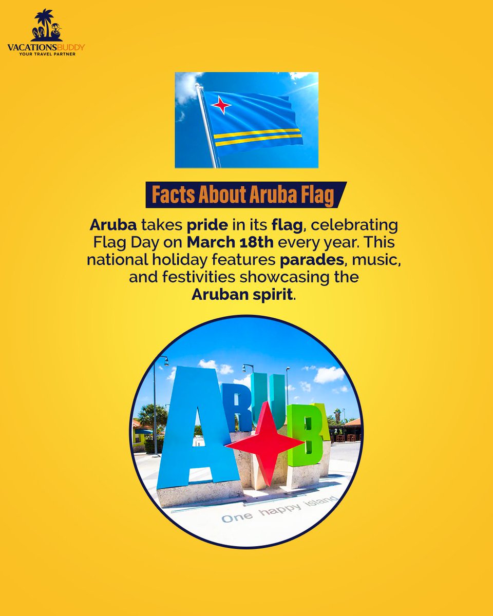 ✨ Unveiling the Story Behind Aruba's Flag! 🇮🇹😵
.
.
.
#Aruba #FlagDay #ExploreAruba #IslandLife #Vacation #FlagFacts #ExploreWorld #VacationsBuddy #tuesdayvibe #RochesterNY #tuesdaymotivations
