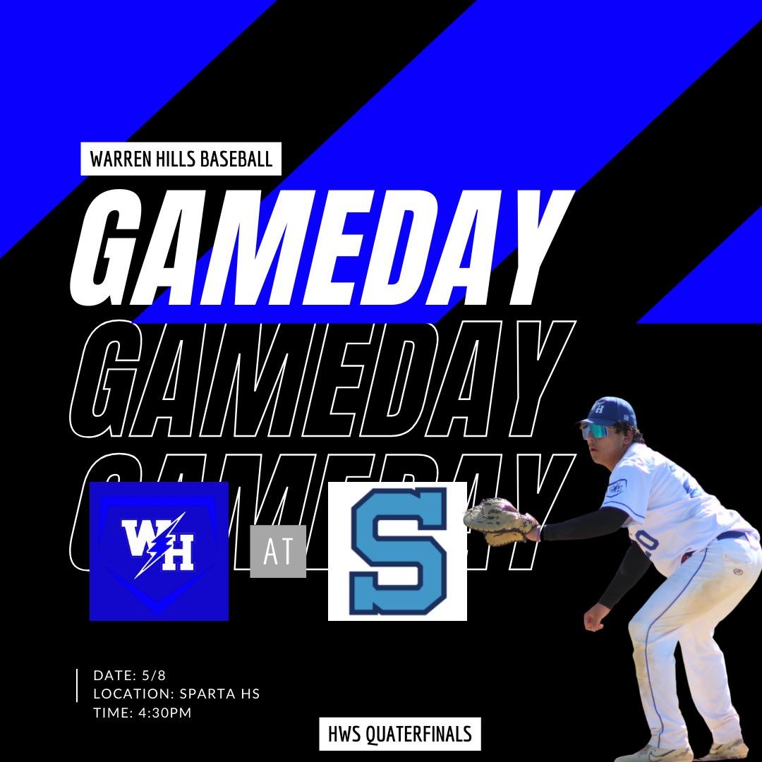 Today. 4:15. Sparta HS. HWS Quarterfinals. Let's go⚡⚾!