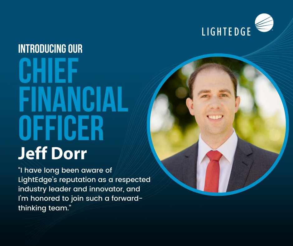 We're thrilled to announce Jeff Dorr as the newest member of LightEdge, stepping into the role of Chief Financial Officer! 🎉 Please join us in welcoming Jeff aboard!🚀 Read the full announcement here: ow.ly/2iA250RstVo #LightEdgeSolutions #NewCFO #TeamGrowth