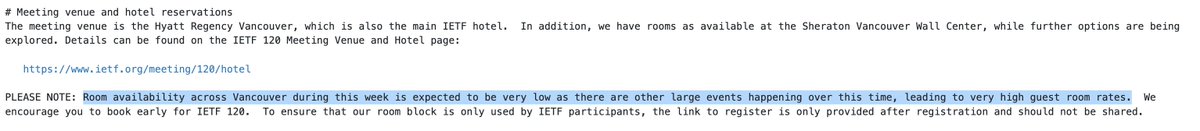 IETF参加者各位

IETF Rateでホテルが取れないと...なかなか死ねる
※ なお、ワイは棺桶に入ってます✨

mailarchive.ietf.org/arch/msg/recen…