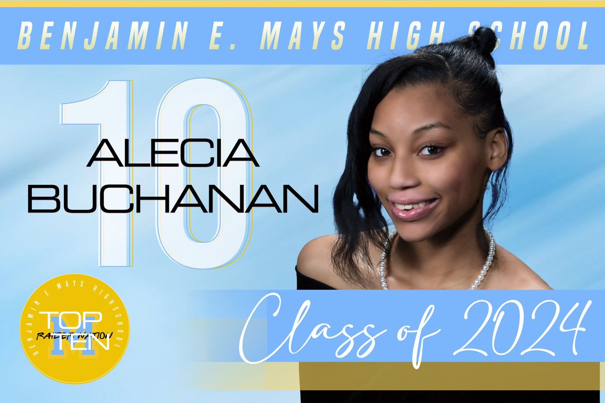 On this terrific Tuesday, we take the time to celebrate our number 🔟, Alecia Buchanan. She is the recipient of the APS Entertainment Scholarship. We applaud all of her educational accomplishments. 👩🏽‍🎓💛🩵 @BEMaysPRIDE @MsReedtheAP @apsupdate @ShellyGoodrum