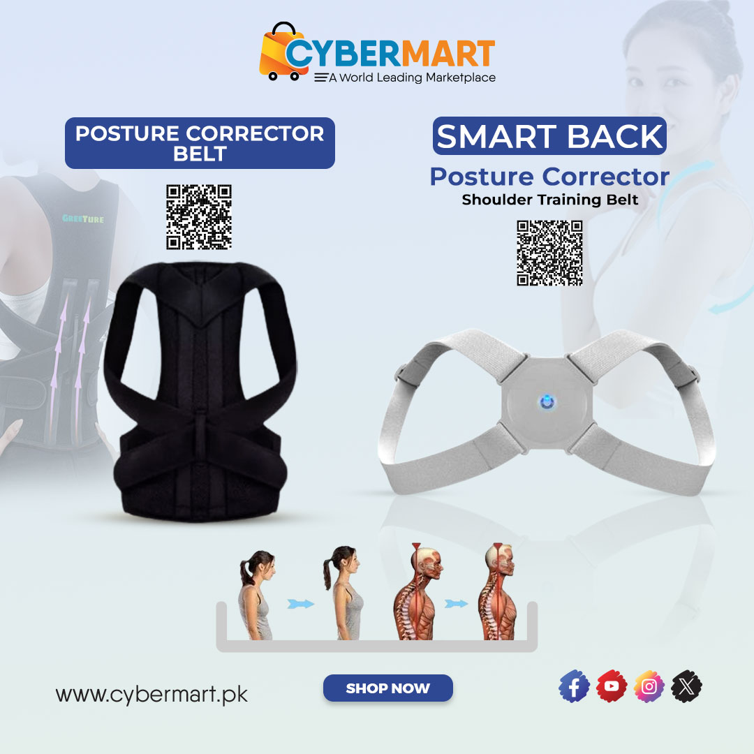 Fix your posture and ease shoulder pain with our smart back Posture Corrector and Posture Corrector Belt, only at Cybermart. Scan QR to Order now.
cybermart.pk/Posture-Correc…
cybermart.pk/Smart-Back-Pos…

#PosturePerfection #ShoulderRelief #BackSupport #CybermartSolutions #CyberMartPK