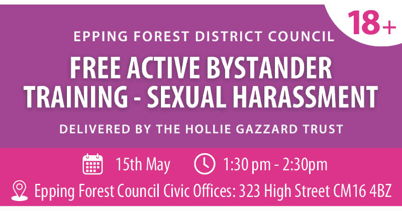 Free Active Bystander Training The Hollie Gazzard Trust's active bystander workshop aims to equip participants with the knowledge, skills, and confidence to intervene effectively in situations where harm is occurring or likely to occur. (1/3)