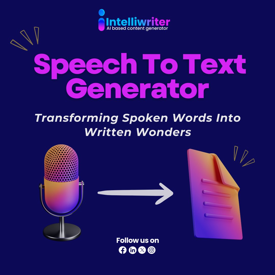 🎙️Transform your spoken words into written wonders with Intelliwriter.

Accuracy and efficiency: Say goodbye to manual transcriptions and hello to precise,lightning-fast conversions.

intelliwriter.io
#Intelliwriter #AIbasedcontentgenerator #AIImagegenerator #SpeechToText