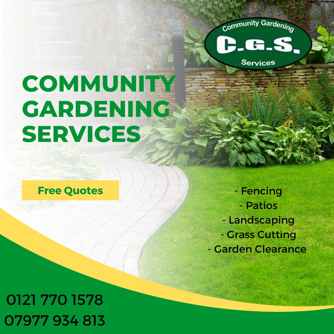 The CGS team take out a group of adults with learning disabilities each day to help complete gardening and landscaping work in the local Solihull area. Transform your garden and support a local charity at the same time! 

📞0121 770 1578 or 07977 934813