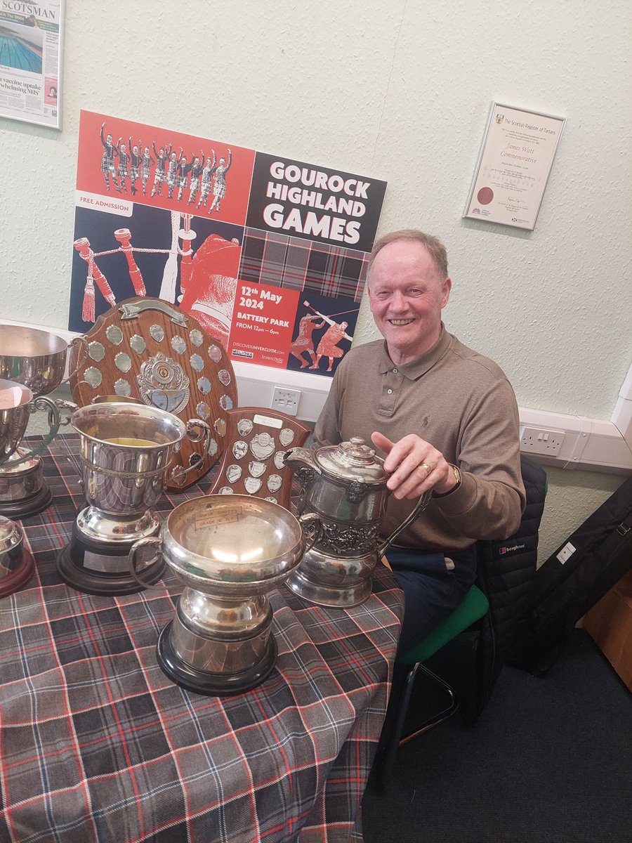 Are you competing at this year's Gourock Highland Games? All the Pipe Band's trophies and shields have been gathered in from the 2023 winners and are waiting for John McMaster, our Chieftain, to present. We're looking forward to hearing the Pipes and Drums on Sunday!