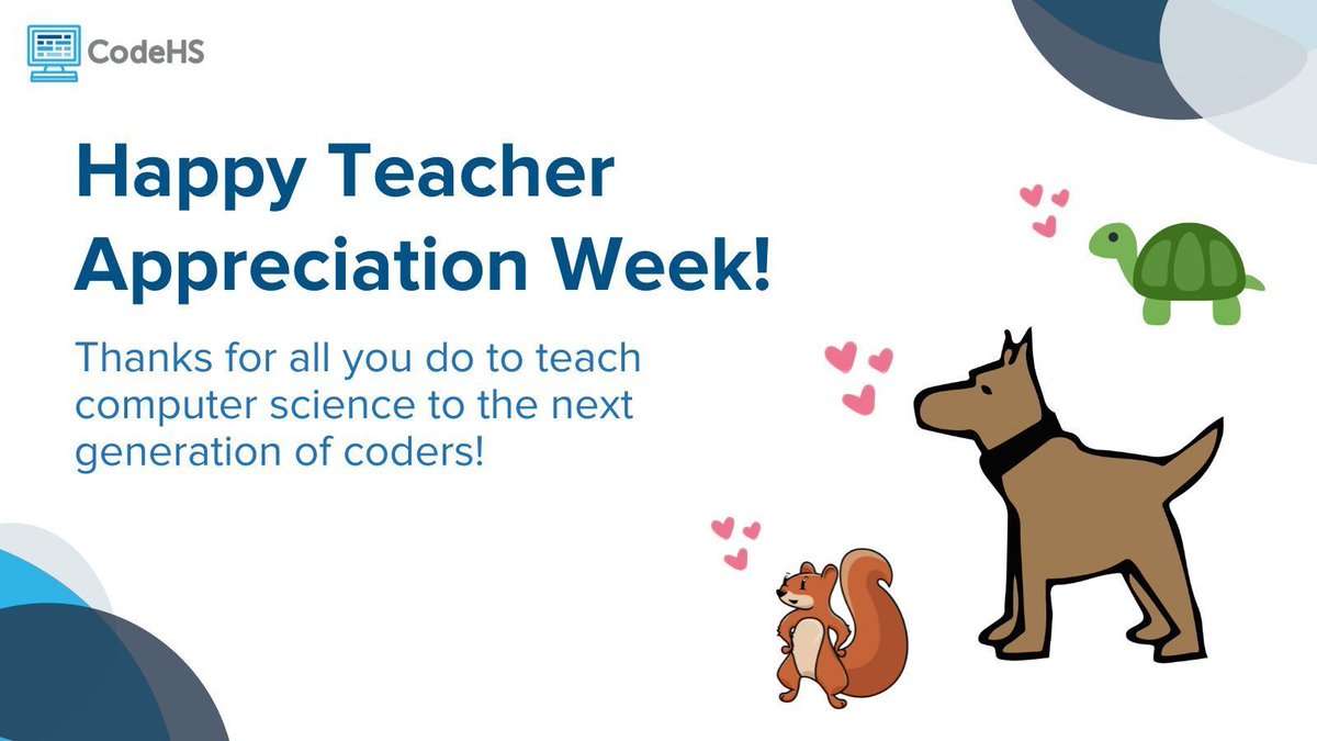 Happy Teacher Appreciation Week! We are so thankful to partner with so many amazing teachers working to bring #ComputerScience education to students everywhere. #ReadWriteCode