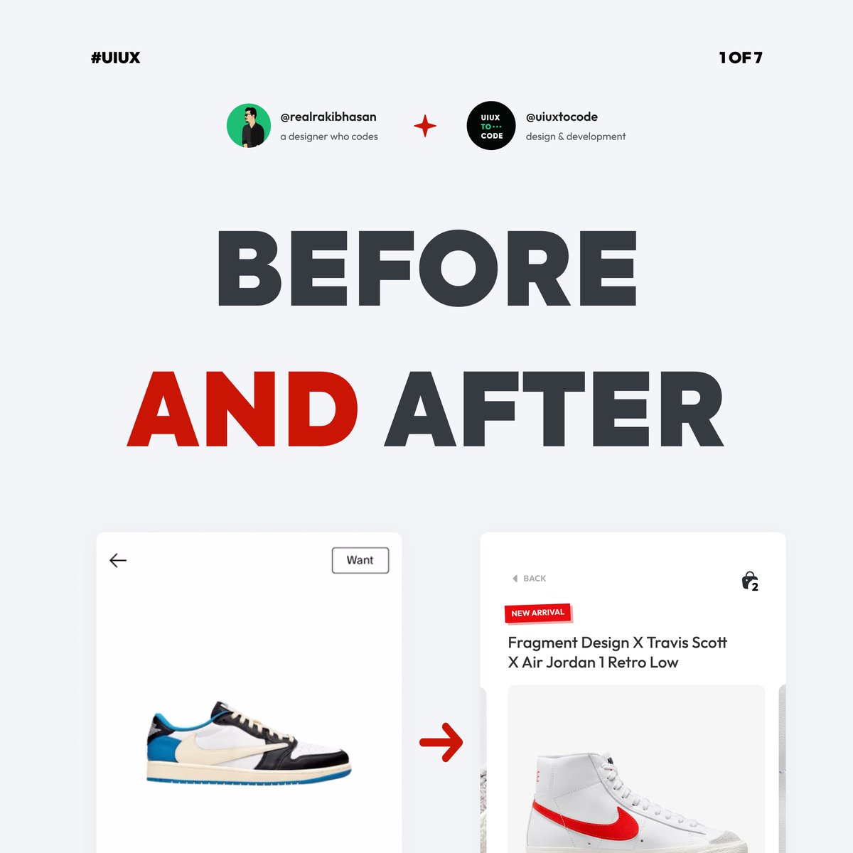 Before and after implementing UX into an existing design!

Say Hello 👋 
zaap.bio/uiuxtocode

Stay tuned for daily design-related resources 🤝

#ui #ux #uxdesign #uidesign #learnui #learnux  #redesignchallenge #realrakibhasan #uiuxtocode