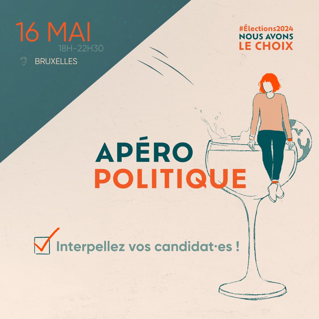 En vue des élections en juin, @cncd111111 organise un apéro politique d’interpellation citoyenne. C’est donc une occasion unique pour poser vos questions directement aux partis politiques. 🗓️ 16 mai, 18h – 22h30 📍Quai du Commerce 9, BXL ✍️ Inscription sur cncd.be/elections-2024…