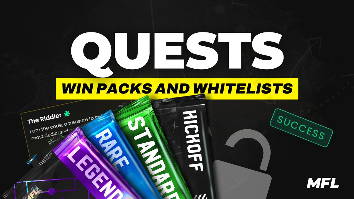 💨 QUEST & WIN Win packs and priority access to next Tuesday's Pack Drop! ⌛ The sprint starts NOW until May 13th 🆓 It's FREE to enter 🎁 EVERY participant has a shot at winning a Kickoff Pack outright Join 👉 zealy.io/cw/mfl/
