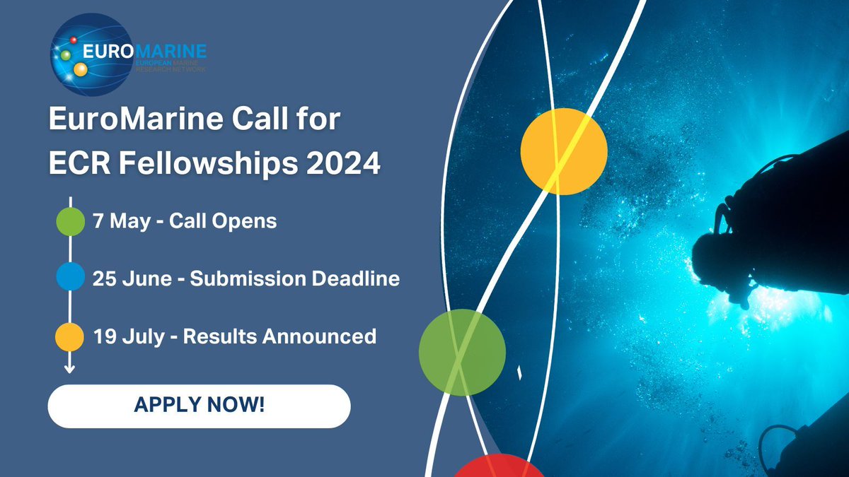 📣 New #EuroMarine Call open! Calling all early career scientists, apply for the #ECR Fellowships Call for a professional development activity of your choice! Eligible: training courses/workshops, participating in fieldwork/sampling🗓️Apply by 25 June 👉 buff.ly/3iC57IE