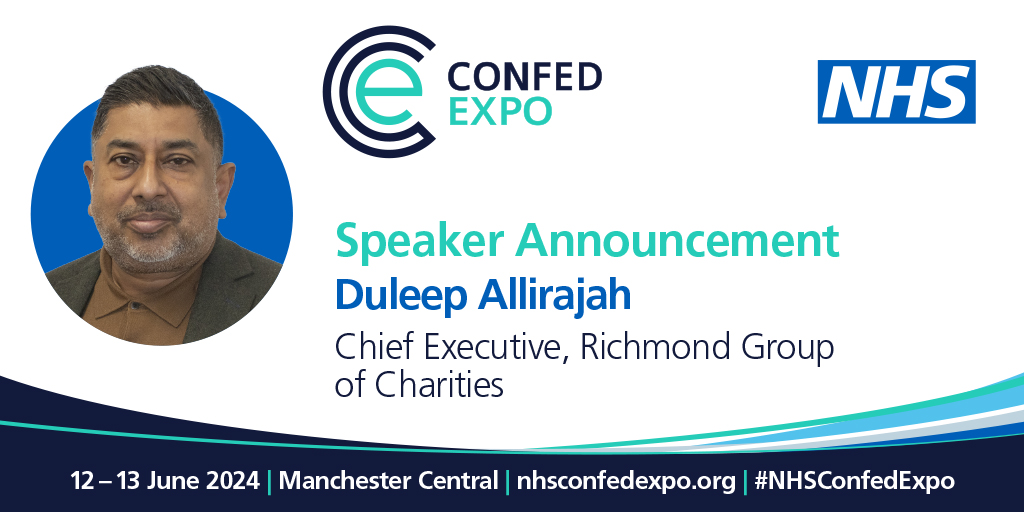 📣Speaker Announcement📣 We are pleased to announce that @DuleepAllirajah will be joining us at #NHSConfedExpo. Find out more on the session 'As important as medicine or surgery: rehab's role in delivering a healthy nation'. View our agenda👇 bit.ly/3IPnELi