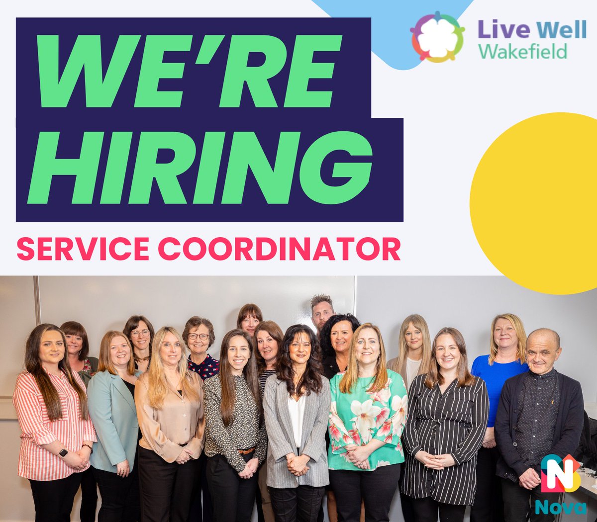 WE'RE RECRUITING 👋

At <a href="/LiveWellWakey/">Live Well Wakefield</a>, you can make a difference. Help local people improve their health &amp; wellbeing through personalised care!

🌟 £35,392.50 - £36,621 per year
🌟 great benefits
🌟 rewarding job in a friendly team

Apply by 19 May: nova-wd.org.uk/jobs/service-c…