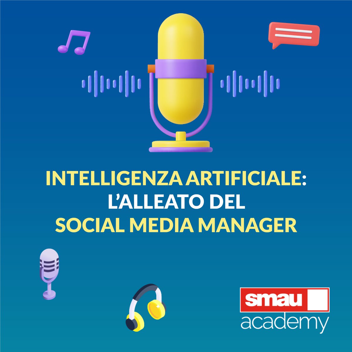 Perché l’AI è un alleato per il #socialmedia manager? Come può aiutare ad automatizzare i processi e la pianificazione dei #contenuti? Il workshop è a cura di Terry Bertelli: bit.ly/iTunesSmauAcad… bit.ly/SpotifySmauAca…