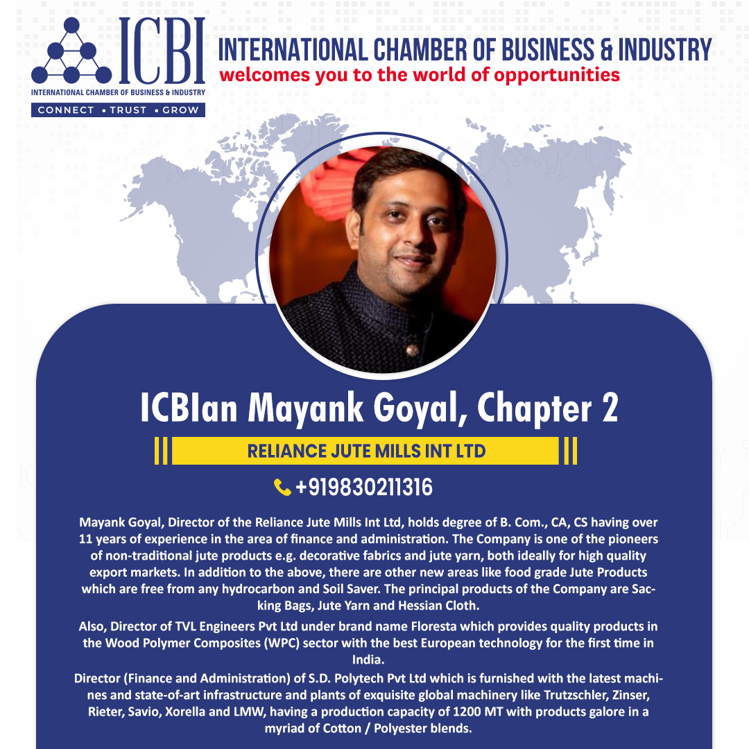🎉 Let's give a warm ICBI welcome to our newest member, Mayank Goyal! 🌟 Wishing him all the success as he joins our dynamic business chamber. Here's to thriving together! 🚀 
.
.
.
#newmember #BusinessCommunity #WelcomeAboard #ICBI #Connect #Trust #Grow #BusinessChamber