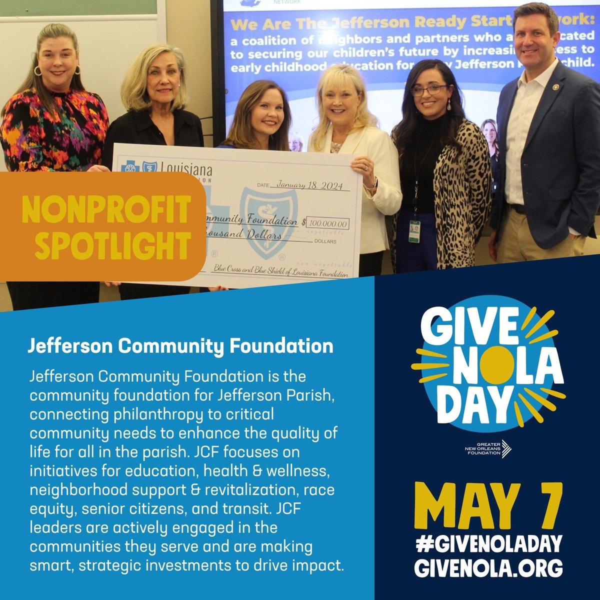 I know many of you are inundated with #GiveNOLADay appeals. As Executive Director of the Jefferson Community Foundation, I’m humbly asking for your support today. No gift 🎁 is too small. Help us continue our good work in Jefferson Parish!
givenola.org/jeffersoncommu…
<a href="/JCFPhilanthropy/">Jefferson Community Foundation</a>