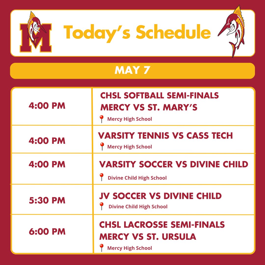 It's playoff season! Come out and support your Marlins at home as Varsity Softball & Varsity LAX compete in the @chsl1926 semis today! #mercyathletics #mercymarlins #mercysoftball #mercylacrosse #chsl