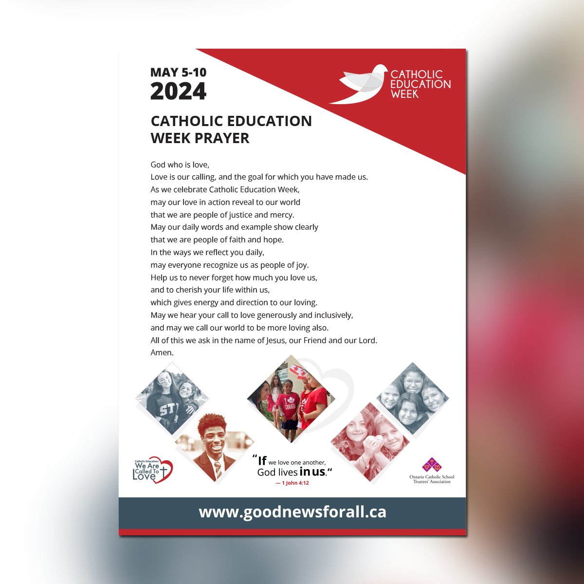 God who is love, love is our calling, and the goal for which you have made us. As we celebrate Catholic Education Week, may our love in action reveal to our world that we are people of justice and mercy. #CEW2024