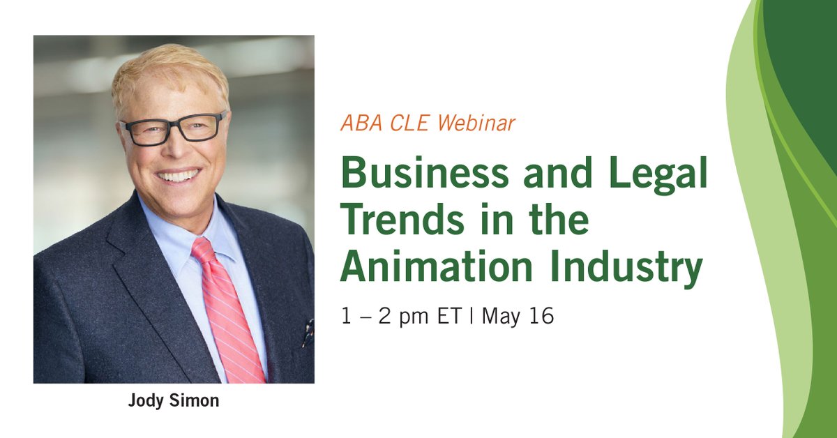 Don't miss this @ABAesq #CLE program featuring our Partner Jody Simon. The panel will cover how animation projects are developed and financed, key legal and business terms of rights agreements, and how to develop an animation clientele. Register today: foxrothschild.com/events/busines…