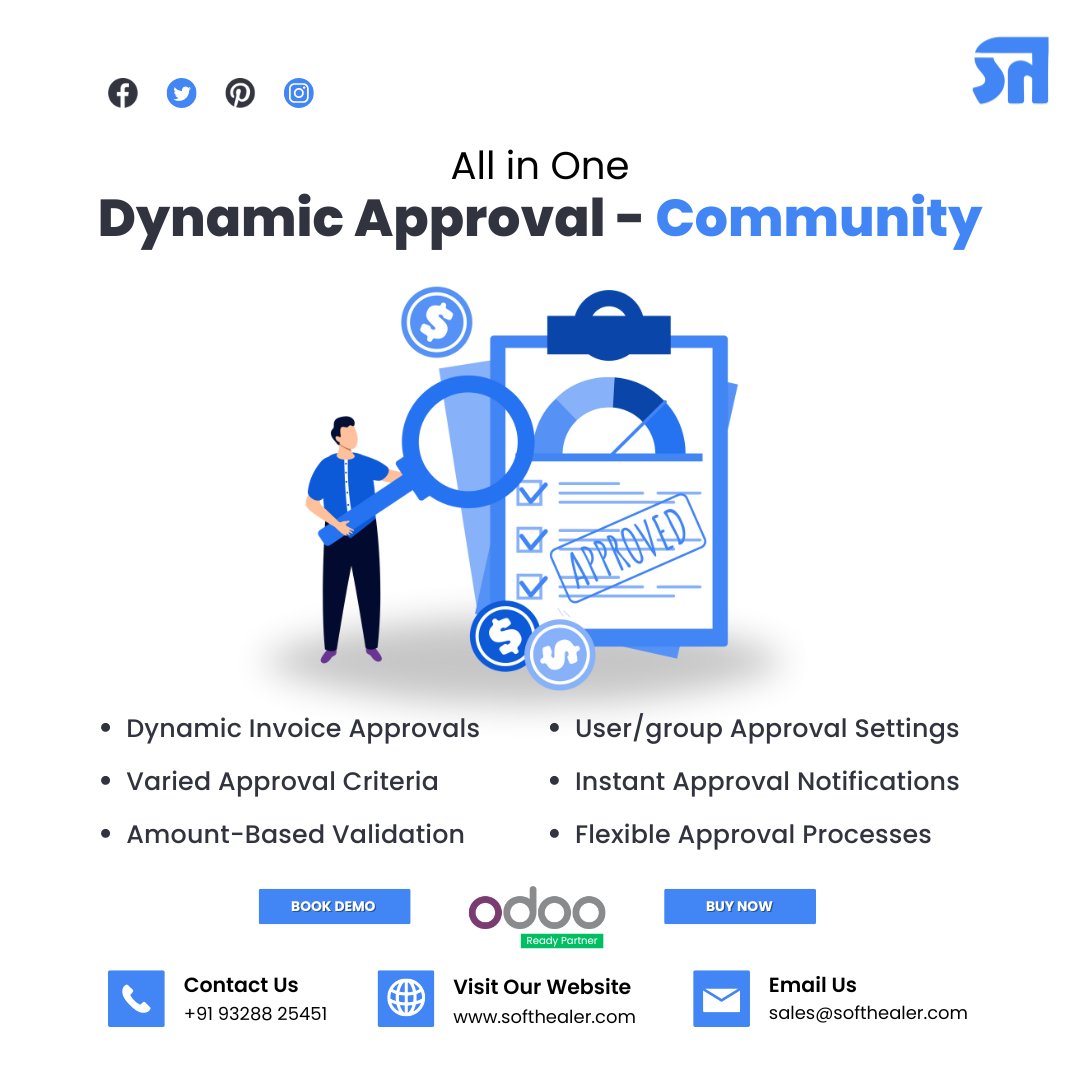 🌟 Introducing the All in One Dynamic Approval - Community Edition! 🌟

🌐 Discover our  All in One Dynamic Approval - Community Edition module:
softhealer.com/r/ZN5

Email: sales@softhealer.com

#BusinessManagement #Efficiency #ApprovalProcess #ERPsoftware #erp  #software