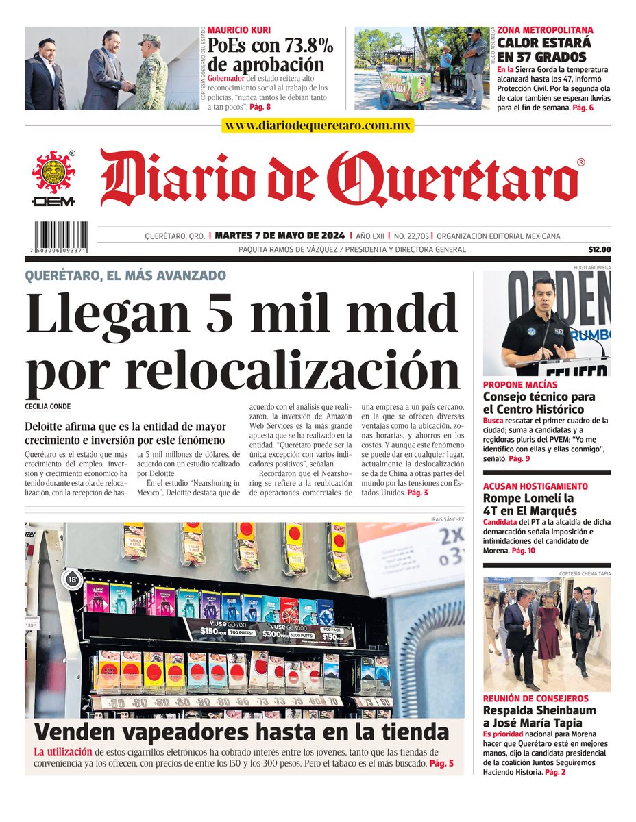 #EnPortada ⚡
➡️ Llegan 5 mil mdd por relocalización 

🖥 Te invitamos a visitar nuestro sitio y mantenerte informado en diariodequeretaro.com.mx