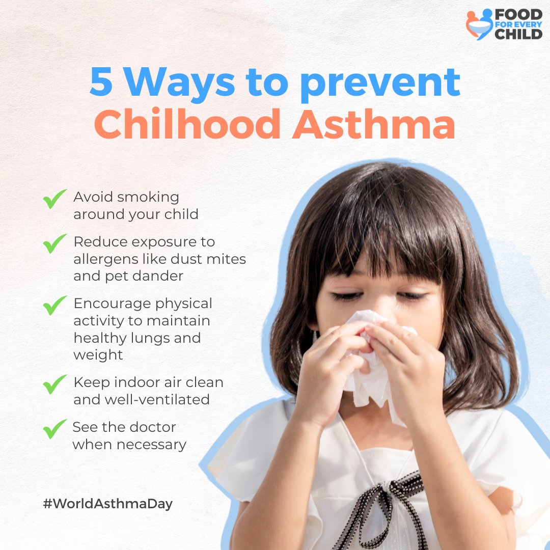 This #WorldAsthmaDay, let’s talk about 5 simple ways to prevent childhood asthma. By following these tips, we can create a safer environment for our children. 

#AsthmaEducationEmpowers #KidsHealth #Cough #BreatheEasy