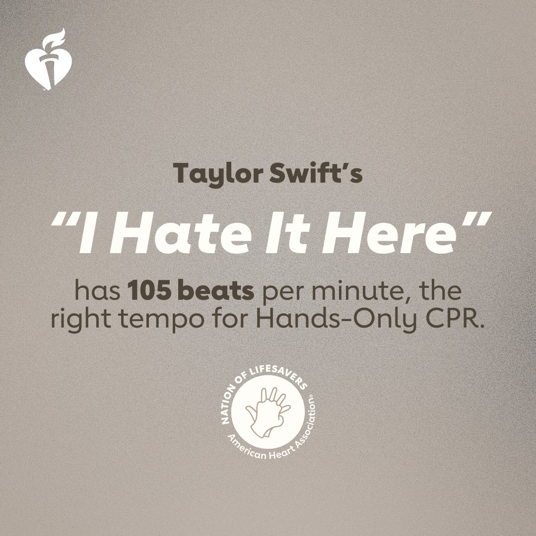 We don’t hate that “I Hate It Here” could help you save a life with Hands-Only CPR. If you see a teen or adult collapse, call 911 and push hard and fast on the center of the chest. And don’t stop CPR until help arrives! #TSTTPD #NationofLifesavers #TaylorSwift