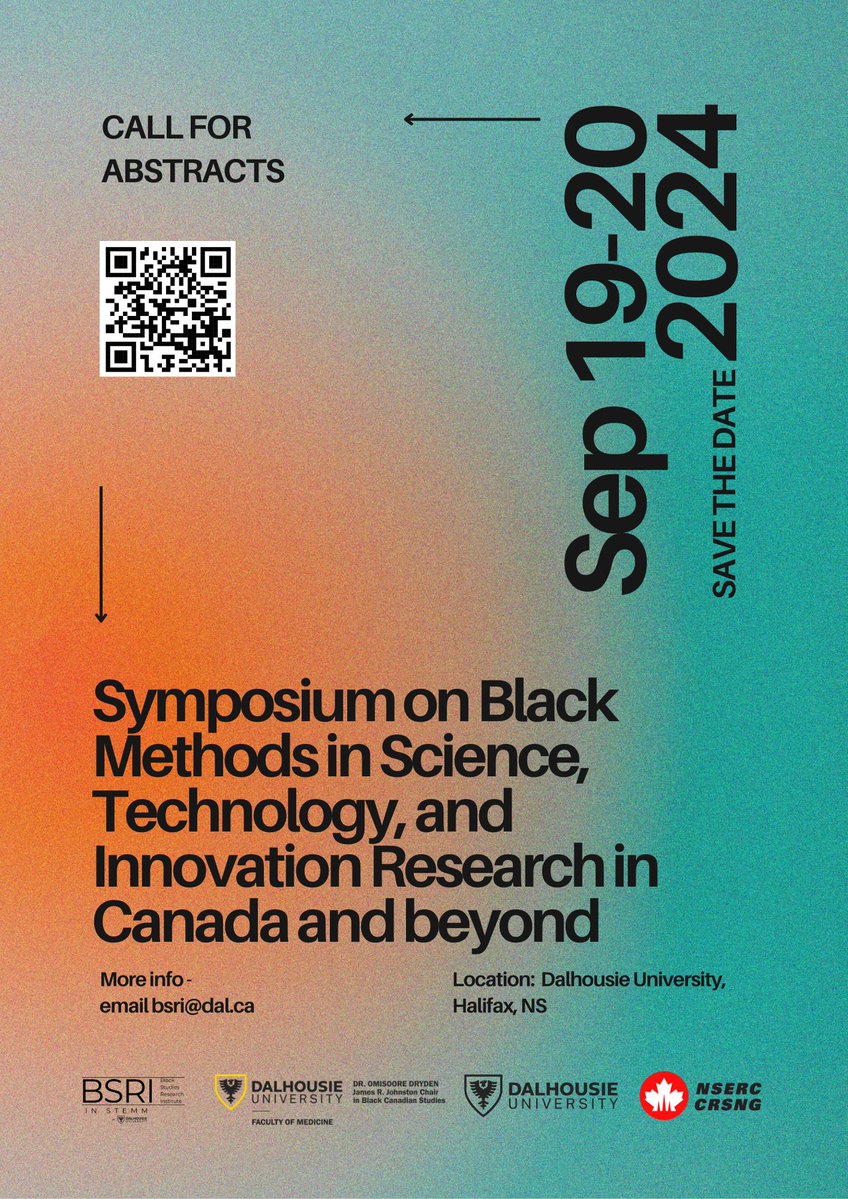 #SaveTheDate Part 2 of the Black Methods in Science, Technology, and Innovation Research in Canada and Beyond is happening #Sep19 and #Sep20!

#CallForAbstracts now open! Black scholars, submit your work in research and innovation! Details here: dal.ca/faculty/jrj-ch…