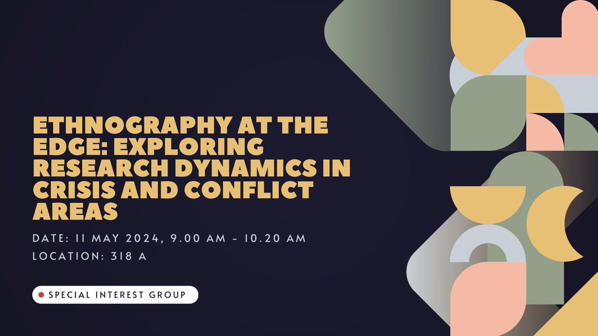 Lets talk about the multifaceted dynamics of conducting #ethnographic #research in volatile environments at our #SIG at <a href="/sigchi/">ACM SIGCHI</a>. #chi2024 #messyethnography <a href="/sirraawr/">Sarah</a> <a href="/nina17174555/">Nina Boulus-Rødje</a>