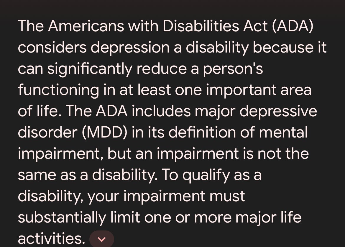 Also I used the word disabled here because disabled is NOT a dirty word. Depression and other disorders are classified as disabilities