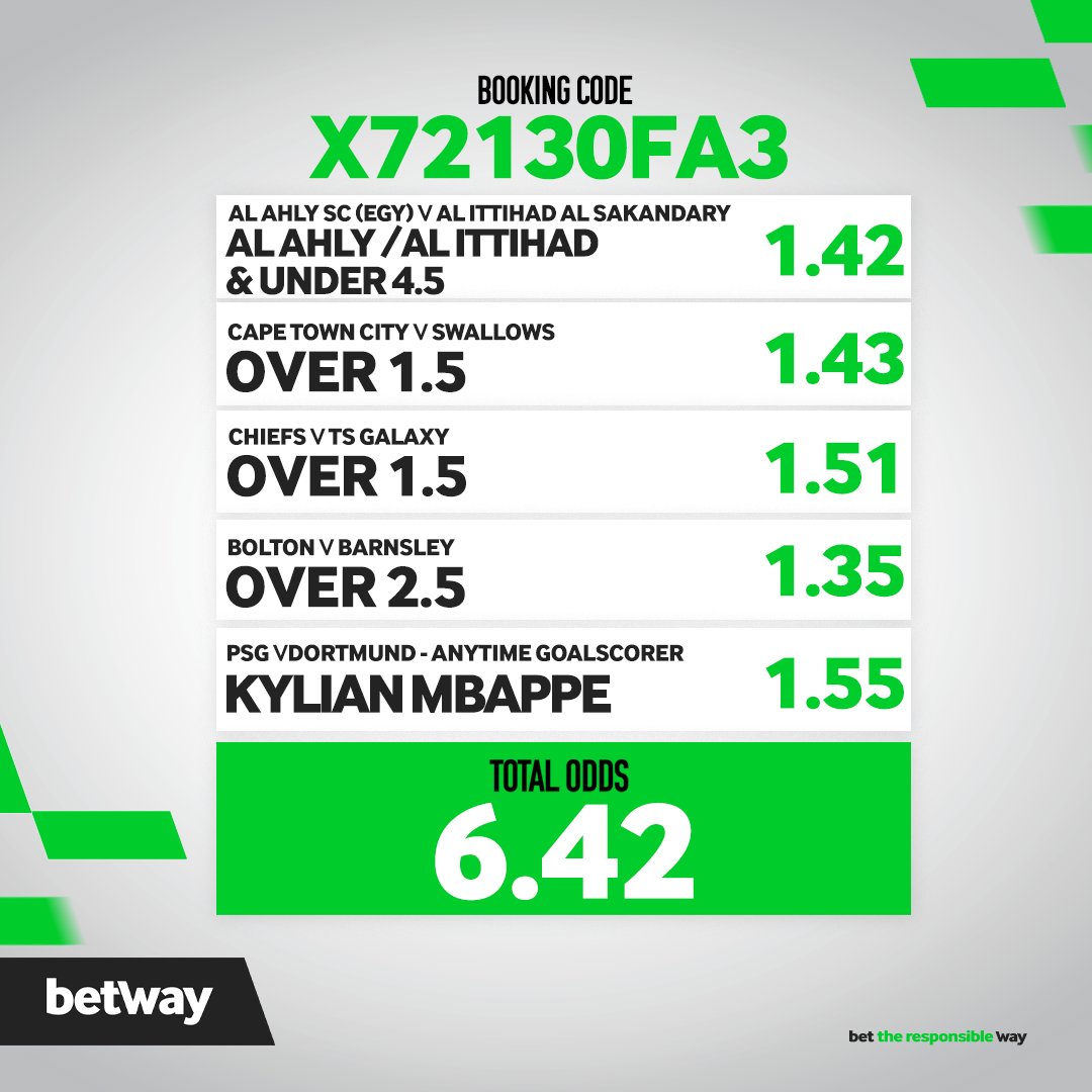 Betway Squad 📣📣📣

Betty presents to you the Chooseday Betslip 🔥🔥🔥

Bet Code: X72130FA3

BET NOW 👉 bit.ly/3A4KXvJ-Betway…

Azishe

#BetwaySquad