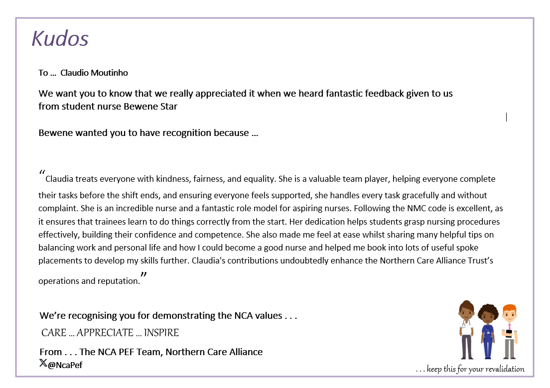 🤗Amazing feedback received for the Educational rotation hub for our colleague Claudia by one of our learners who recently completed a placement with the support of Claudia. Immaculate feedback!  #futureworkforce #learning 📷