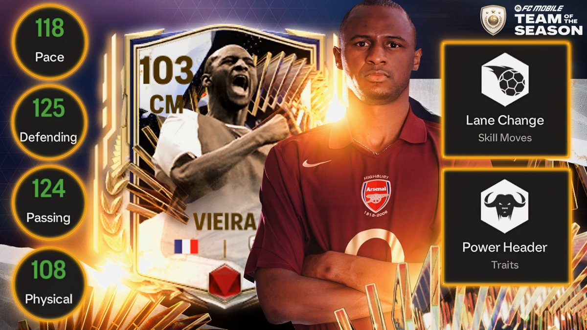 TOTS Icon Patrick Vieira is Here!! Best Box to Box CM in FC Mobile?? #FCMobile New Video is OUT 🎦 youtu.be/fKQcWC2Lo84?si… @MariusMM06 RT APPRECIATED 🔄❤